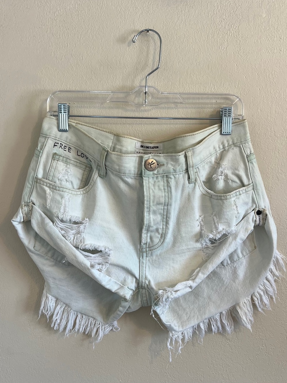 One Teaspoon Bandits Relaxed Fit Long Rise Button Fly Twisted Cuff Hem Short